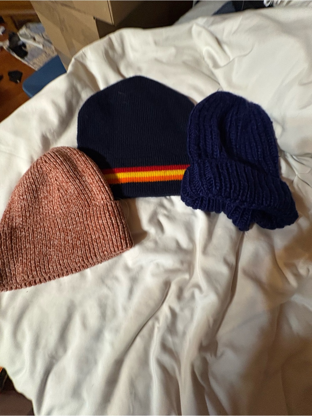 Kids Knit Beanie Hat - Navy, Pink, and Royal Blue - Unbranded